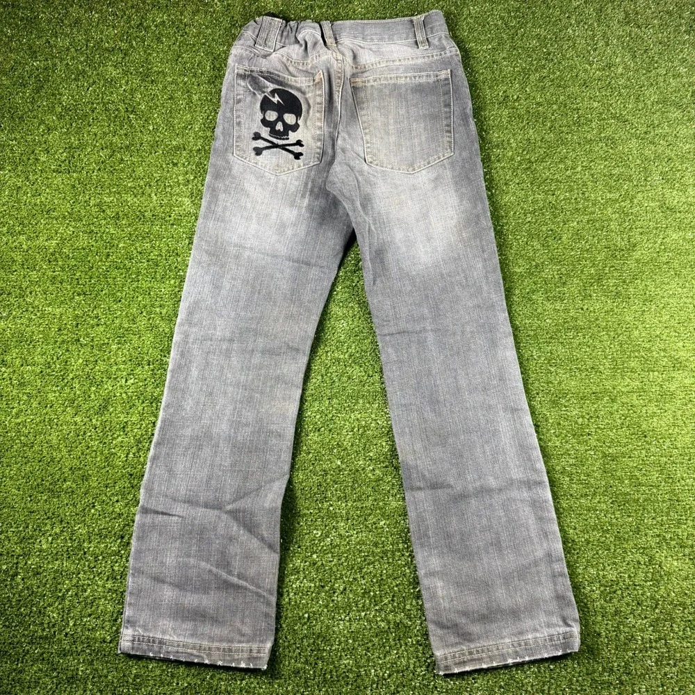 Old Navy Boys Skinny Jeans Gray Skull Graphic Size 12 Regular 0742